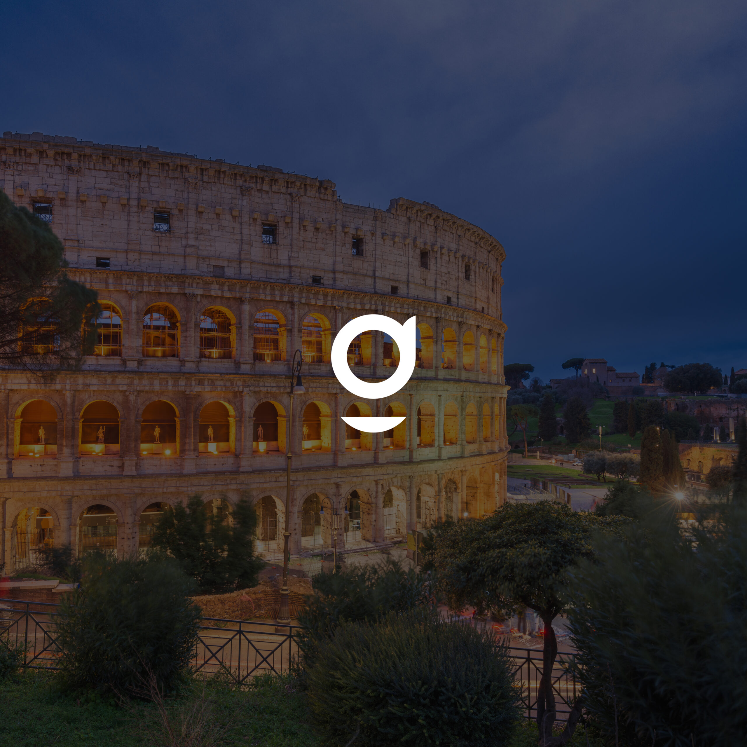 “G” logo branding concept displayed on the Colosseum in Rome by Designott